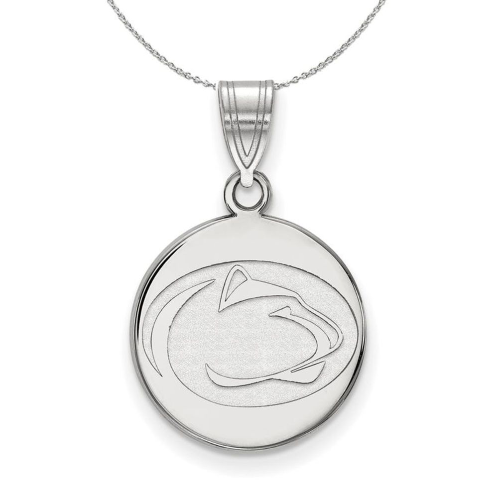 Sterling Silver Penn State Medium Disc Necklace - 18 Inch